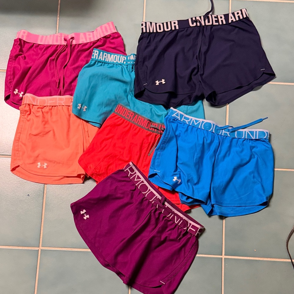 7 pair Under Armour Women's Athletic Shorts - Vibrant Collection Size small